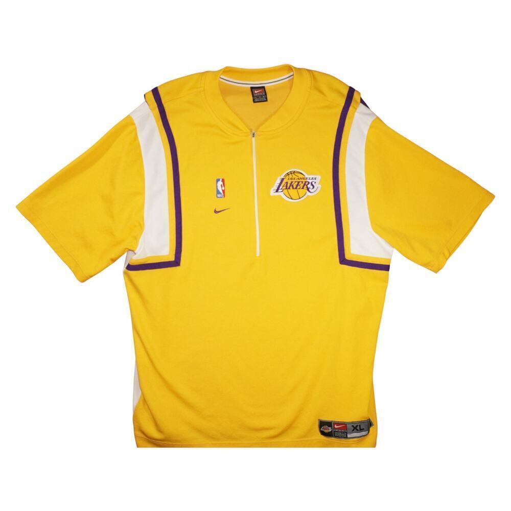 Vintage Nike Los Angeles Lakers Warm-Up Half Zip Shirt XL Yellow Purple NBA - Picture 1 of 4